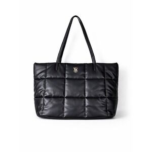 Victorias Secret Black Quilted Puffer Tote Limited Edition Large Purse Bag Black